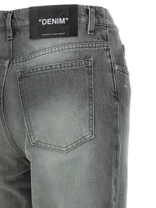 Off-White Gray Cotton Straight-Leg Jeans