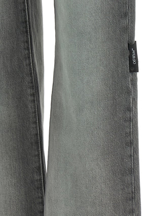 Off-White Gray Cotton Straight-Leg Jeans