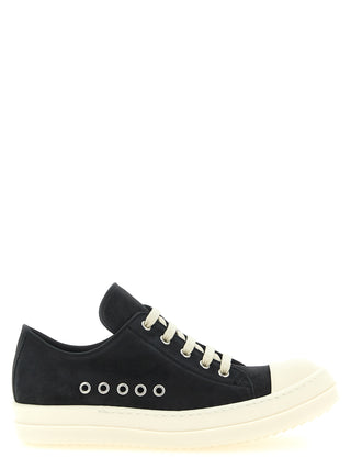 Rick Owens Black Calfskin Low Top Sneakers