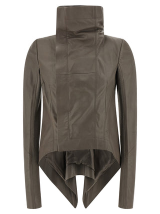 Rick Owens Gray Lamb Leather Leather Jacket