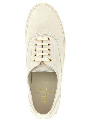 Brunello Cucinelli Beige Calfskin Low Top Sneakers