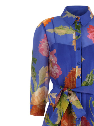 Carolina Herrera Blue Silk Long Dress