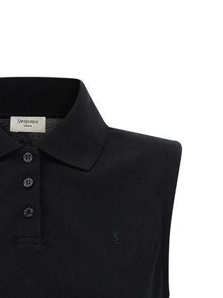 Saint Laurent Black Cotton Polo Shirt