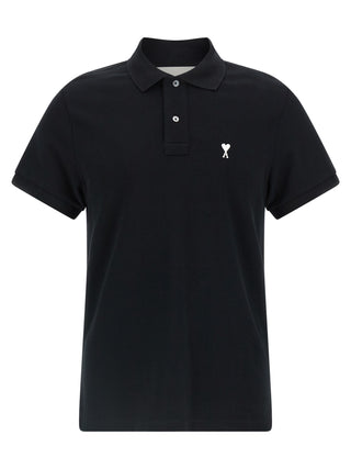 Ami Paris Black Cotton Polo Shirt