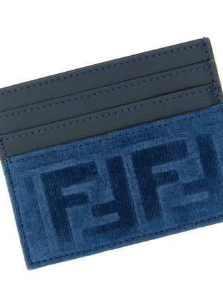 Fendi Blue Cotton Cardholder