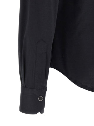 Kiton Blue Cotton Blouse