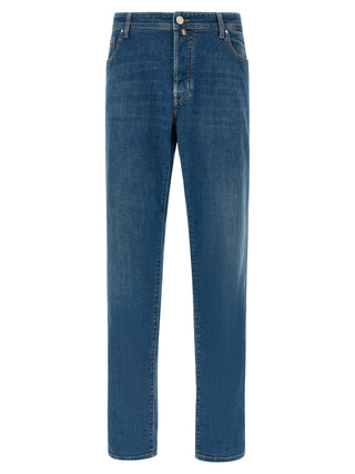 Jacob Cohen Blue Cotton Straight-Leg Jeans