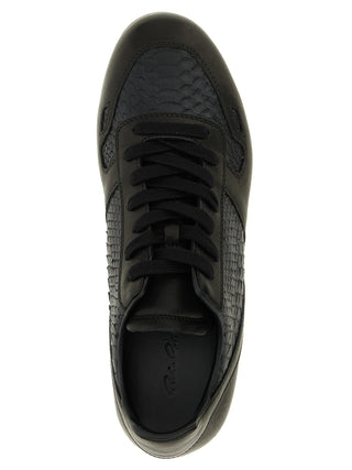 Rick Owens Black Lamb Leather Low Top Sneakers