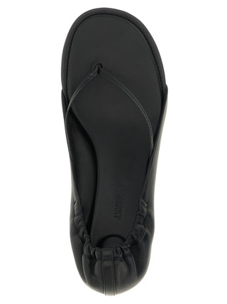 Jacquemus Black Lamb Leather Flat Sandals