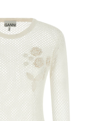 Ganni White Organic Cotton Cardigan