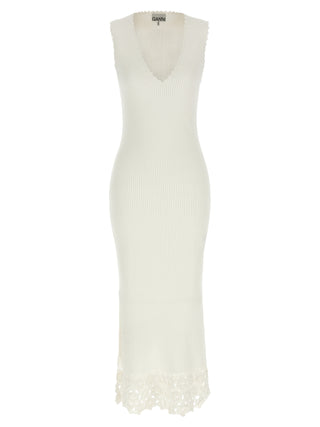 Ganni White Organic Cotton Long Dress