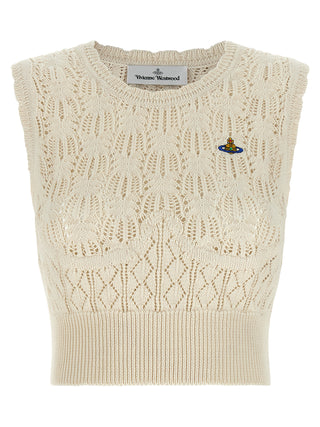 Vivienne Westwood Beige Cotton Sleeveles T-Shirt