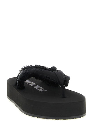 Balenciaga Black Viscose Slides