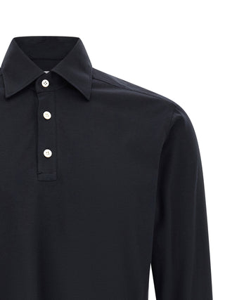 Kiton Blue Cotton Polo Shirt