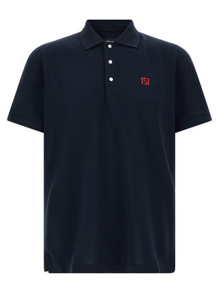 Fendi Blue Cotton Polo Shirt