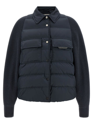 Brunello Cucinelli Blue Polyester Full-Length Jacket