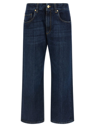Brunello Cucinelli Blue Cotton Cropped Jeans