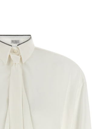 Brunello Cucinelli White Silk Blouse