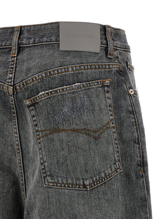 Balenciaga Gray Cotton Relaxed Fit Jeans