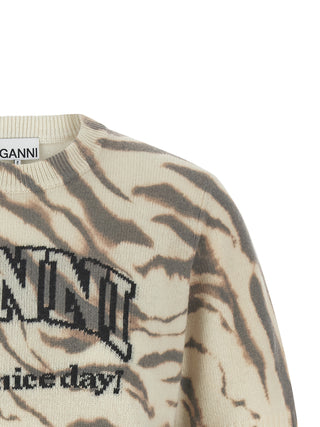 Ganni Multicolor Wool Cardigan
