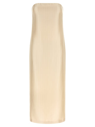 Loulou De Saison Beige Viscose Midi Dress