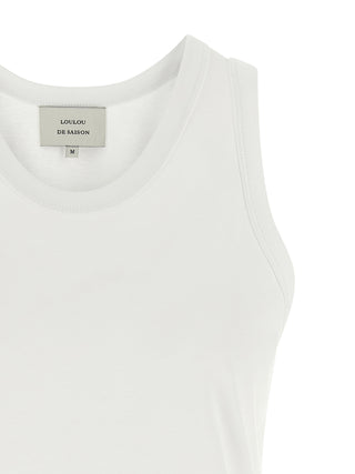 Loulou De Saison White Cotton Sleeveles T-Shirt