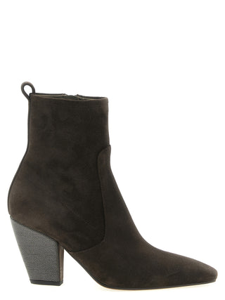 Brunello Cucinelli Brown Calfskin Ankle Boots