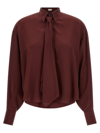 Brunello Cucinelli Bordeaux Silk Blouse