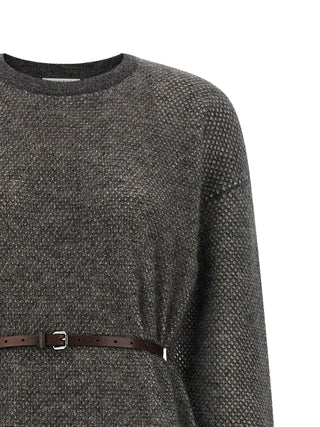 Brunello Cucinelli Gray Wool Midi Dress