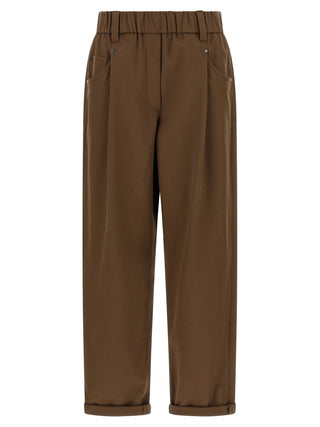 Brunello Cucinelli Brown Cotton Casual Pants