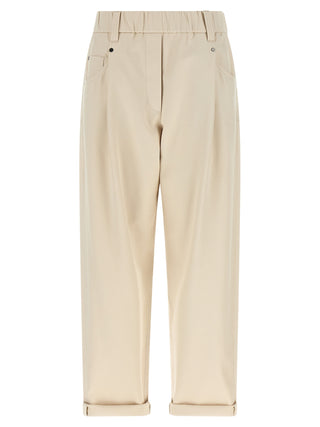 Brunello Cucinelli Beige Cotton Casual Pants