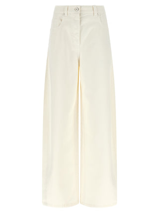Brunello Cucinelli White Cotton Relaxed Fit Jeans