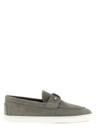Christian Louboutin Gray Calfskin Slip-On Loafers