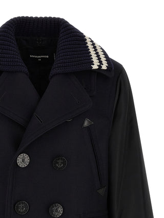 Dsquared² Blue Wool Coat