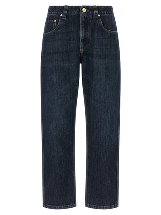 Brunello Cucinelli Blue Cotton Straight-Leg Jeans