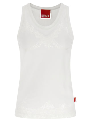 Diesel White Cotton Tank Tops