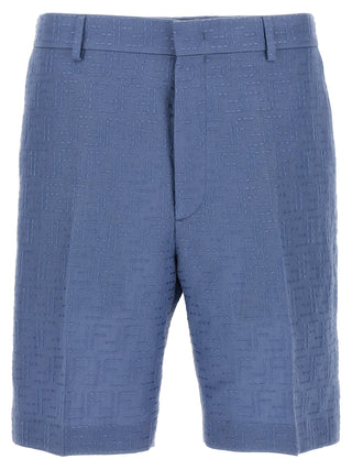 Fendi Blue Linen Bermuda Shorts