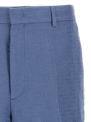 Fendi Blue Linen Bermuda Shorts