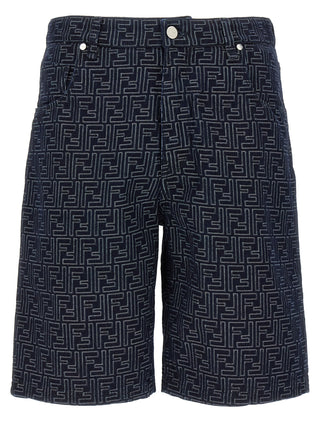 Fendi Blue Cotton Bermuda Shorts