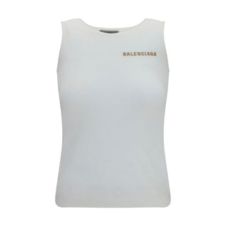 Balenciaga White Cotton Tank Tops