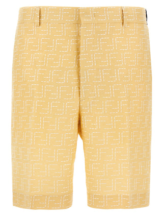 Fendi Bicolor Linen Bermuda Shorts