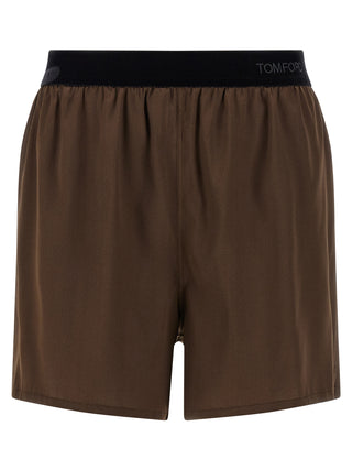 Tom Ford Brown Silk Bermuda Shorts
