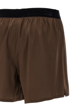 Tom Ford Brown Silk Bermuda Shorts