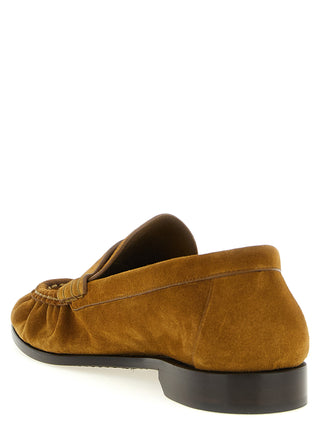 Saint Laurent Brown Calfskin Slip-On Loafers