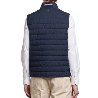 Herno Blue Linen Sleeveless Jacket