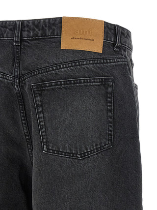 Ami Paris Black Cotton Bermuda Shorts