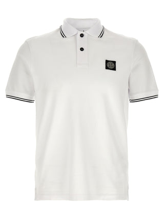 Stone Island White Cotton Polo Shirt