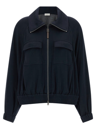 Brunello Cucinelli Blue Cotton Bomber