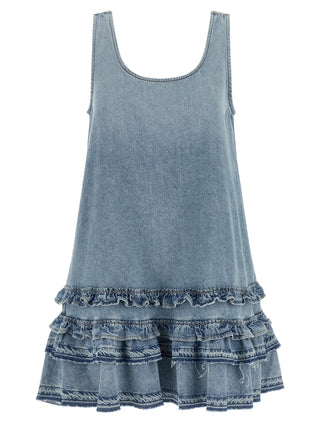 Ganni Blue Organic Cotton Short Dress