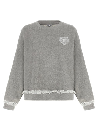 Ganni Gray Organic Cotton Sweatshirt